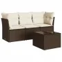 Set de sofás de jardín 4 pzas y cojines ratán sintético marrón by , Garden sets - Ref: Foro24-3217223, Price: 262,85 €, Disco...