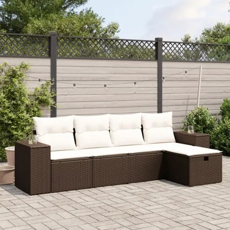 Set comedor de jardín 5 piezas y cojines ratán sintético marrón von , Gartensets - Ref: Foro24-3264399, Preis: 336,60 €, Raba...