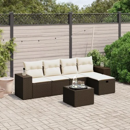 Set sofás de jardín 6 piezas y cojines ratán sintético marrón de , Conjuntos de jardín - Ref: Foro24-3264409, Precio: 390,75 ...