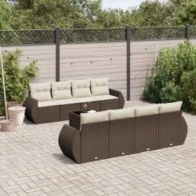 Set de sofás de jardín 9 pzas y cojines ratán sintético marrón by , Garden sets - Ref: Foro24-3253490, Price: 609,71 €, Disco...