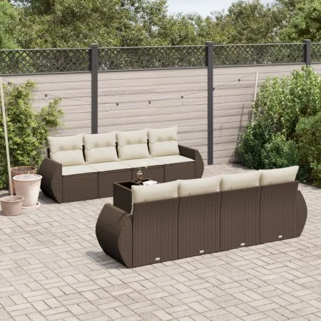 Set de sofás de jardín 9 pzas y cojines ratán sintético marrón by , Garden sets - Ref: Foro24-3253490, Price: 609,71 €, Disco...
