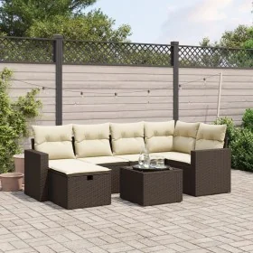 Juego de sofás de jardín 7 piezas con cojines ratán PE marrón by , Garden sets - Ref: Foro24-3263499, Price: 453,97 €, Discou...