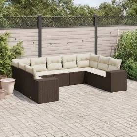 Set de sofás de jardín 9 pzas y cojines ratán sintético marrón by , Garden sets - Ref: Foro24-3255340, Price: 618,88 €, Disco...
