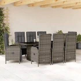 Set comedor jardín 9 pzas y cojines ratán sintético gris by , Garden sets - Ref: Foro24-3213529, Price: 1,00 €, Discount: %