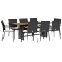 Set de comedor de jardín 9 pzas y cojines ratán sintético negro de , Conjuntos de jardín - Ref: Foro24-3213503, Precio: 706,2...