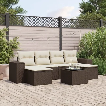 Juego de sofás de jardín 7 piezas con cojines ratán PE marrón von , Gartensets - Ref: Foro24-3222932, Preis: 431,92 €, Rabatt: %