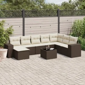 Set de sofás de jardín 9 pzas y cojines ratán sintético marrón by , Garden sets - Ref: Foro24-3222972, Price: 584,58 €, Disco...