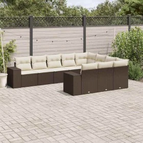Set de sofás de jardín 10 pzas y cojines ratán sintético marrón by , Garden sets - Ref: Foro24-3223092, Price: 676,01 €, Disc...
