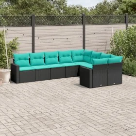Set de sofás de jardín 9 pzas con cojines ratán sintético negro by , Garden sets - Ref: Foro24-3219427, Price: 710,67 €, Disc...