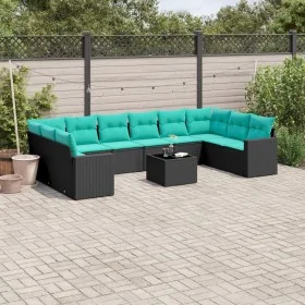 Set de sofás de jardín 11 pzas y cojines ratán sintético negro by , Garden sets - Ref: Foro24-3219467, Price: 827,25 €, Disco...