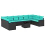 Set de sofás de jardín 11 pzas y cojines ratán sintético negro by , Garden sets - Ref: Foro24-3219467, Price: 827,25 €, Disco...