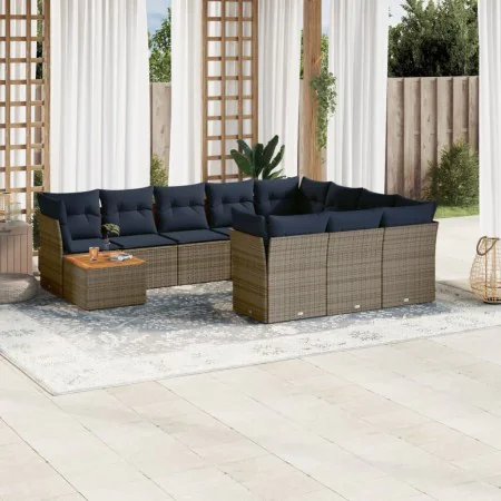 Set de sofás de jardín 11 pzas y cojines ratán sintético gris de , Conjuntos de jardín - Ref: Foro24-3256180, Precio: 775,57 ...