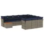 Set de sofás de jardín 11 pzas y cojines ratán sintético gris de , Conjuntos de jardín - Ref: Foro24-3256180, Precio: 775,57 ...