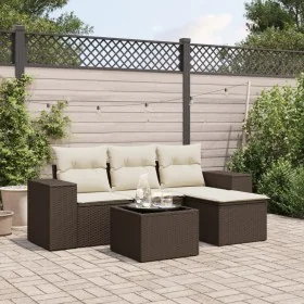 Set comedor de jardín 5 piezas y cojines ratán sintético marrón by , Modular outdoor sofas - Ref: Foro24-3222482, Price: 329,...