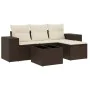 Set comedor de jardín 5 piezas y cojines ratán sintético marrón von , Modulare Sofas für den Außenbereich - Ref: Foro24-32224...
