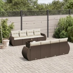 Set de sofás de jardín 9 pzas y cojines ratán sintético marrón by , Garden sets - Ref: Foro24-3221152, Price: 634,92 €, Disco...