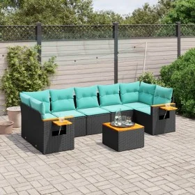 Set de sofás de jardín 8 pzas con cojines ratán sintético negro by , Garden sets - Ref: Foro24-3226652, Price: 620,42 €, Disc...