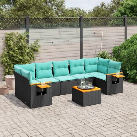 Set de sofás de jardín 8 pzas con cojines ratán sintético negro von , Gartensets - Ref: Foro24-3226652, Preis: 620,35 €, Raba...
