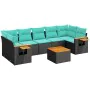 Set de sofás de jardín 8 pzas con cojines ratán sintético negro von , Gartensets - Ref: Foro24-3226652, Preis: 620,35 €, Raba...