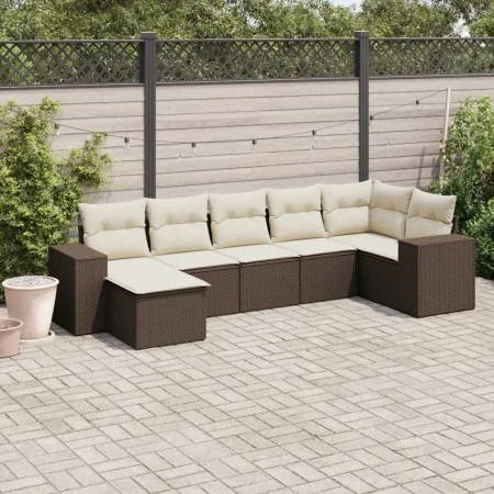 Juego de sofás de jardín 7 piezas con cojines ratán PE marrón by , Garden sets - Ref: Foro24-3222882, Price: 468,78 €, Discou...