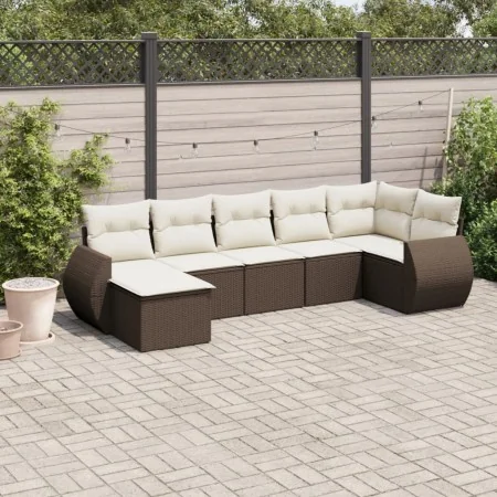 Juego de sofás de jardín 7 piezas con cojines ratán PE marrón von , Modulare Sofas für den Außenbereich - Ref: Foro24-3221682...