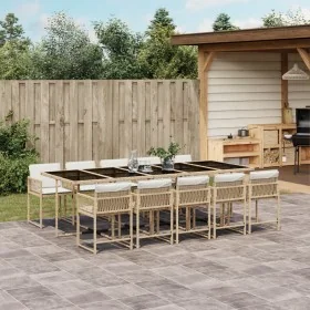 Set comedor de jardín 11 pzas con cojines ratán sintético beige von , Gartensets - Ref: Foro24-3211654, Preis: 865,00 €, Raba...