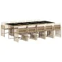 Set comedor de jardín 11 pzas con cojines ratán sintético beige by , Garden sets - Ref: Foro24-3211654, Price: 863,88 €, Disc...