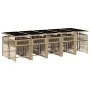 Set comedor de jardín 11 pzas con cojines ratán sintético beige by , Garden sets - Ref: Foro24-3211654, Price: 863,88 €, Disc...