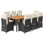 Set de comedor de jardín 9 pzas y cojines ratán sintético negro de , Conjuntos de jardín - Ref: Foro24-3213337, Precio: 1,00 ...