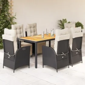 Set de comedor de jardín 7 pzas y cojines ratán sintético negro by , Garden sets - Ref: Foro24-3213335, Price: 951,05 €, Disc...