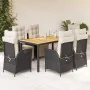 Set de comedor de jardín 7 pzas y cojines ratán sintético negro de , Conjuntos de jardín - Ref: Foro24-3213335, Precio: 950,8...