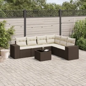 Juego de sofás de jardín 7 piezas con cojines ratán PE marrón by , Garden sets - Ref: Foro24-3222622, Price: 473,64 €, Discou...
