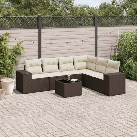 Juego de sofás de jardín 7 piezas con cojines ratán PE marrón by , Garden sets - Ref: Foro24-3222622, Price: 473,64 €, Discou...