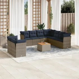 Set de sofás de jardín 11 pzas y cojines ratán sintético gris de , Conjuntos de jardín - Ref: Foro24-3256047, Precio: 731,45 ...