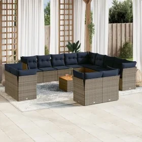 Set de sofás de jardín y cojines 14 pzas ratán sintético gris by , Garden sets - Ref: Foro24-3256292, Price: 1,00 €, Discount: %