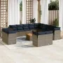 Set de sofás de jardín y cojines 14 pzas ratán sintético gris by , Garden sets - Ref: Foro24-3256292, Price: 1,00 €, Discount: %
