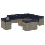Set de sofás de jardín y cojines 14 pzas ratán sintético gris by , Garden sets - Ref: Foro24-3256292, Price: 1,00 €, Discount: %