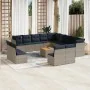 Set de sofás de jardín y cojines 14 pzas ratán sintético gris von , Gartensets - Ref: Foro24-3256271, Preis: 1,00 €, Rabatt: %
