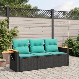 Set de sofás de jardín con cojines 3 pzas ratán sintético negro von , Gartensets - Ref: Foro24-3226596, Preis: 265,46 €, Raba...