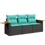 Set de sofás de jardín con cojines 3 pzas ratán sintético negro von , Gartensets - Ref: Foro24-3226596, Preis: 265,46 €, Raba...