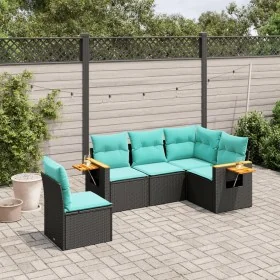 Set de sofás de jardín 5 pzas con cojines ratán sintético negro by , Garden sets - Ref: Foro24-3226813, Price: 433,97 €, Disc...
