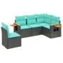 Set de sofás de jardín 5 pzas con cojines ratán sintético negro by , Garden sets - Ref: Foro24-3226813, Price: 433,97 €, Disc...
