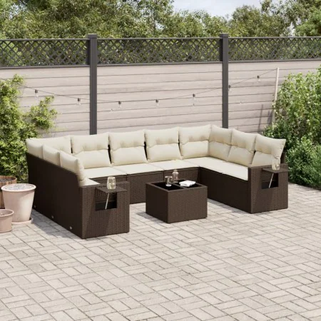 Set de sofás de jardín 10 pzas y cojines ratán sintético marrón von , Gartensets - Ref: Foro24-3220612, Preis: 652,37 €, Raba...
