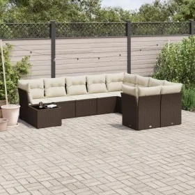 Set de sofás de jardín 10 pzas y cojines ratán sintético marrón by , Garden sets - Ref: Foro24-3218193, Price: 643,01 €, Disc...