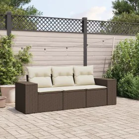 Set sofás de jardín 3 piezas y cojines ratán sintético marrón by , Modular outdoor sofas - Ref: Foro24-3222262, Price: 229,30...