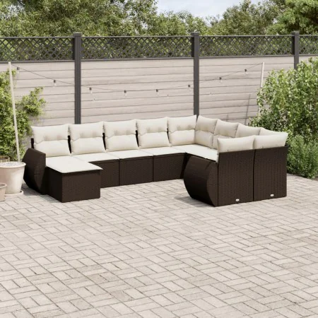 Set de sofás de jardín 10 pzas y cojines ratán sintético marrón by , Modular outdoor sofas - Ref: Foro24-3221862, Price: 671,...