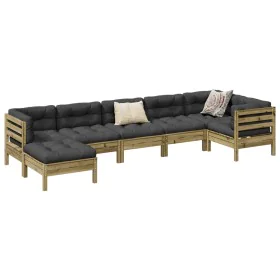 Set de sofás jardín 7 pzas con cojines madera pino impregnada von , Gartensets - Ref: Foro24-3299551, Preis: 631,49 €, Rabatt: %