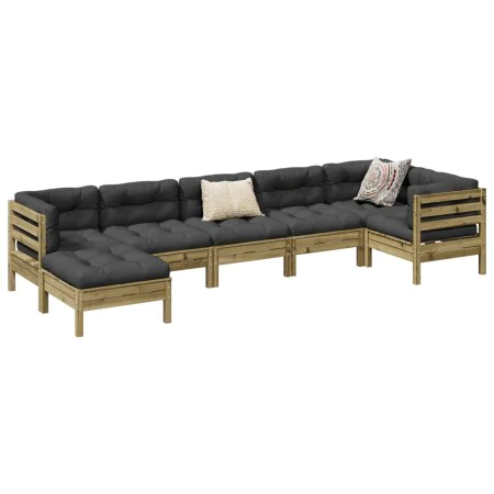 Set de sofás jardín 7 pzas con cojines madera pino impregnada by , Garden sets - Ref: Foro24-3299551, Price: 631,49 €, Discou...