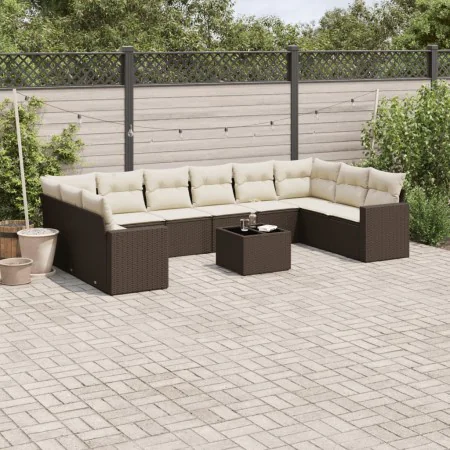 Set de sofás de jardín 11 pzas cojines ratán sintético marrón de , Conjuntos de jardín - Ref: Foro24-3219473, Precio: 709,81 ...