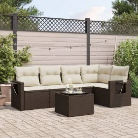 Set sofás de jardín 6 piezas y cojines ratán sintético marrón by , Garden sets - Ref: Foro24-3220142, Price: 407,76 €, Discou...